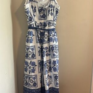 Talbots Blue and White Patterned Maxi Dress